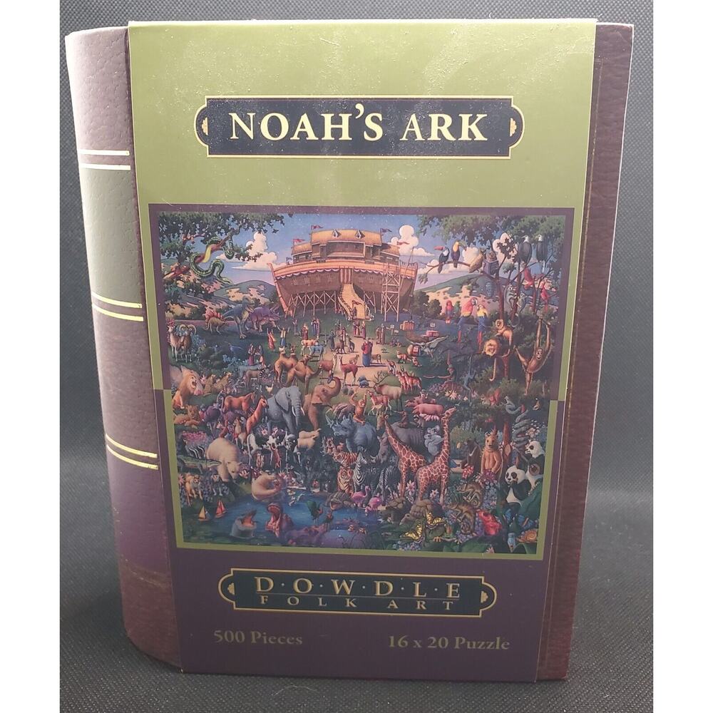 Dowdle Folk Art Jigsaw Puzzle Noah’s Ark 500 Pc Complete Family Fun Activity